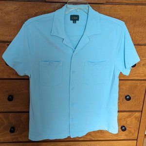J. Crew men's pique camp collar shirt, medium, "Tropical Breeze"